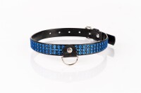 Kinkster - Vegan Leather - Handmade - Collar 2 blue crystals