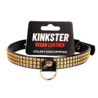 Kinkster - Vegan Leather - Handmade - Collar 2 gold crystals