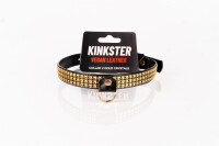 Kinkster - Vegan Leather - Handmade - Collar 2 gold crystals