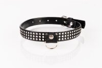 Kinkster - Vegan Leather - Handmade - Collar 2 silver crystals