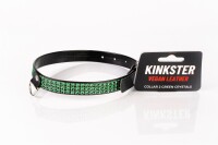 Kinkster - Vegan Leather - Handmade - Collar 2 green crystals