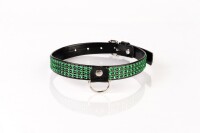 Kinkster - Vegan Leather - Handmade - Collar 2 green crystals