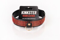 Kinkster - Vegan Leather - Handmade - Collar 3 red crystals