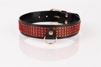 Kinkster - Vegan Leather - Handmade - Collar 3 red crystals