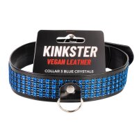 Kinkster - Vegan Leather - Handmade - Collar 3 blue crystals