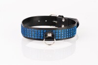 Kinkster - Vegan Leather - Handmade - Collar 3 blue crystals