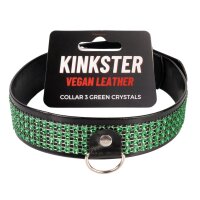 Kinkster - Vegan Leather - Handmade - Collar 3 green crystals