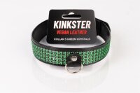 Kinkster - Vegan Leather - Handmade - Collar 3 green crystals