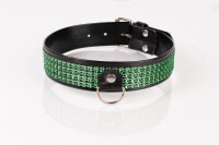 Kinkster - Vegan Leather - Handmade - Collar 3 green crystals