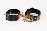 Kinkster - Vegan Leather - Handmade - Handcuffs gold...