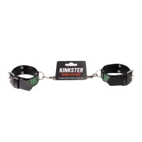 Kinkster - Vegan Leather - Handmade - Handcuffs green crystals