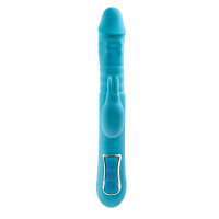 Double Penetration Stroker Masturbator mit doppelter Öffnung (Anus und Schamlippenform) Adam & Eve Rabbit Blau