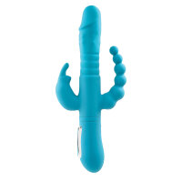 Double Penetration Stroker Masturbator mit doppelter Öffnung (Anus und Schamlippenform) Adam & Eve Rabbit Blau