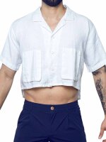 2Eros Cropped Linen Shirt White