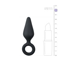 Schwarze Buttplugs mit Zugring - Klein