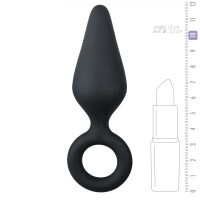 Schwarze Buttplugs mit Zugring - Mittlere Größe