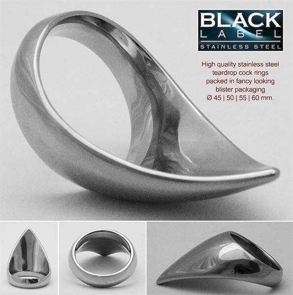 Stainless Steel Teardrop Cock Ring 55 mm.