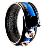 3 Snap Leather Cock Ring - Black | Blue