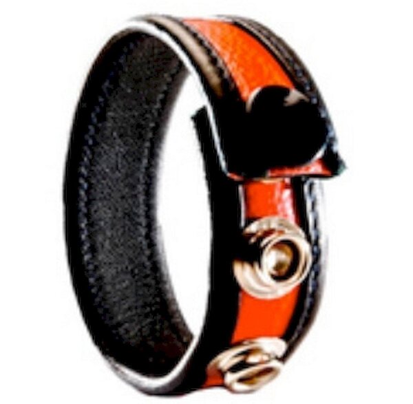 3 Snap Leather Cock Ring - Black | Red