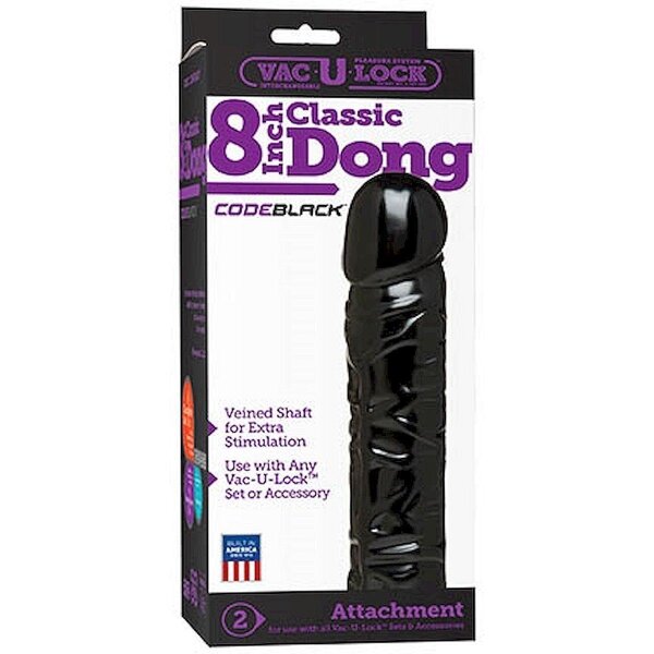 Vac-U-Lock - CodeBlack - Classic Dong - 8.00 inch | 20.32 cm